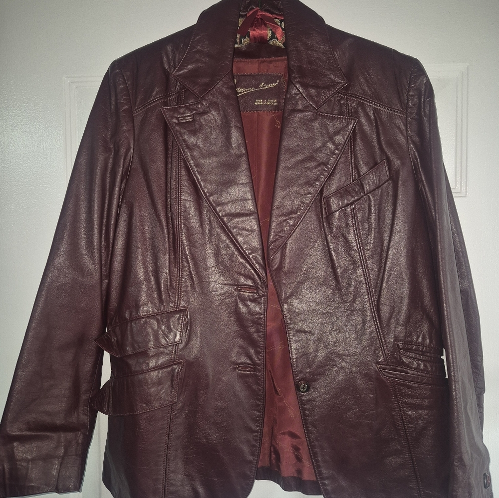 Agnes Leather Rich Maroon Jacket